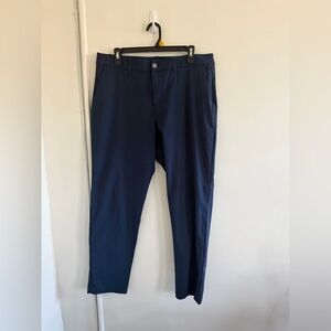 Lululemon ABC Slim-Fit Trouser Pant Men’s navy blue Warpstreme LM5AO5S Sz 35
